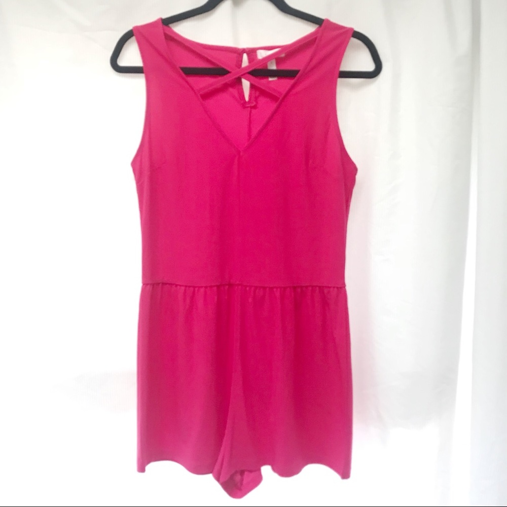 NWOT Leith Crisscross Hot Pink Romper S